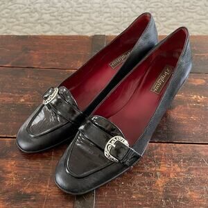 Brighton Black Leather 2.5" Heels w/Buckle Size 9.5
